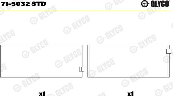 Вкладыши шатунные Glyco. Артикул 71-5032 STD