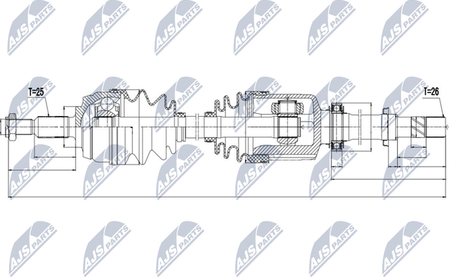 Полуось (привод в сборе, приводной вал) NTY для Dacia Duster I 2010-2018. Артикул NPW-RE-132