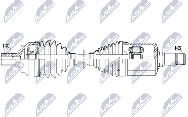 Полуось (привод в сборе, приводной вал) NTY передняя правая для Mercedes-Benz GLK-Класс I (X204) 2008-2015. Артикул NPW-ME-098