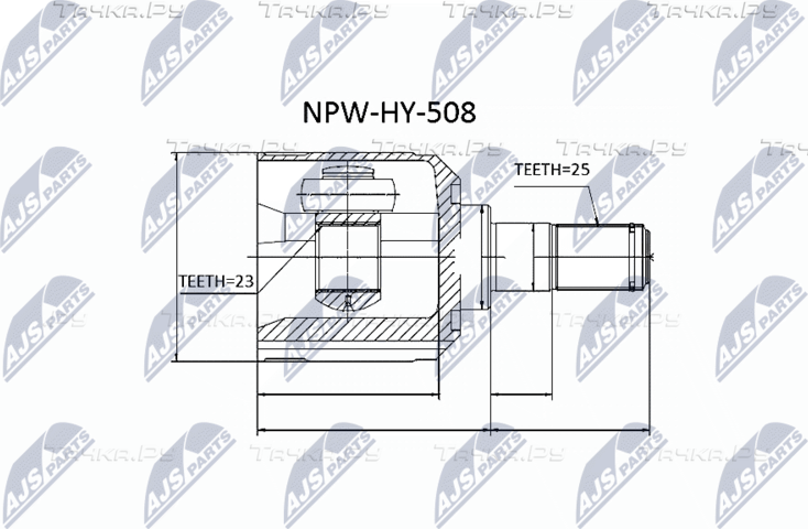 Шрус внутренний (граната) NTY для Hyundai Sonata IV (EF) 1998-2004. Артикул NPW-HY-508