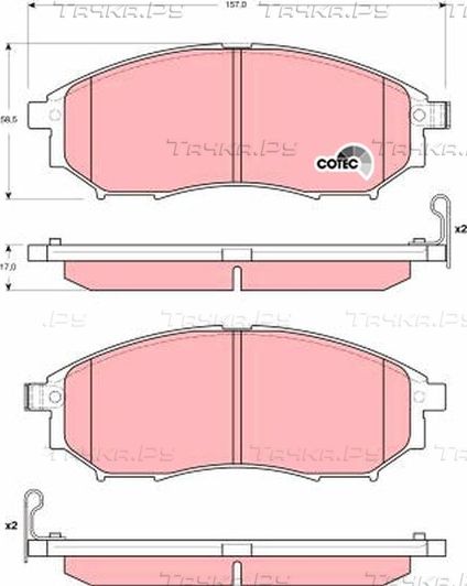 Тормозные колодки TRW COTEC передние для Nissan Pathfinder R51 2005-2014. Артикул GDB3392