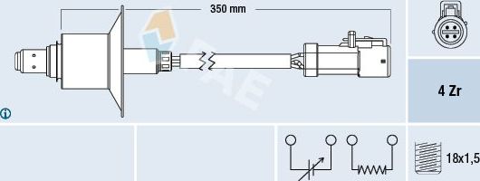 Лямбда-зонд (кислородный датчик) FAE для Ford Fiesta VI 2008-2019. Артикул 77577