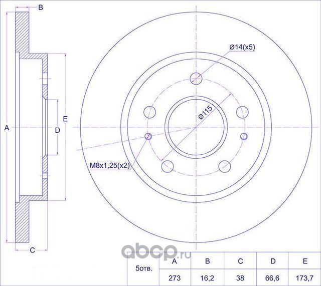 Диск тормозной (TI-Guar). Артикул TG4351287402