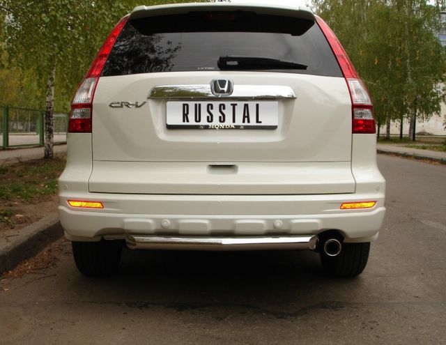 Защита RusStal заднего бампера d63 (секции) для Honda CR-V III 2009-2012. Артикул HNZ-000226