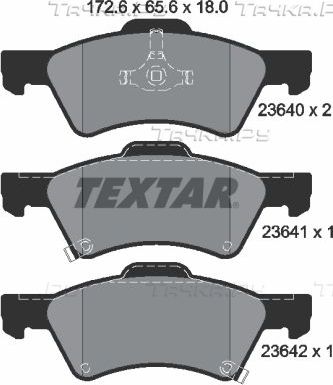 Тормозные колодки Textar передние для Chrysler Voyager IV 2000-2008. Артикул 2364001
