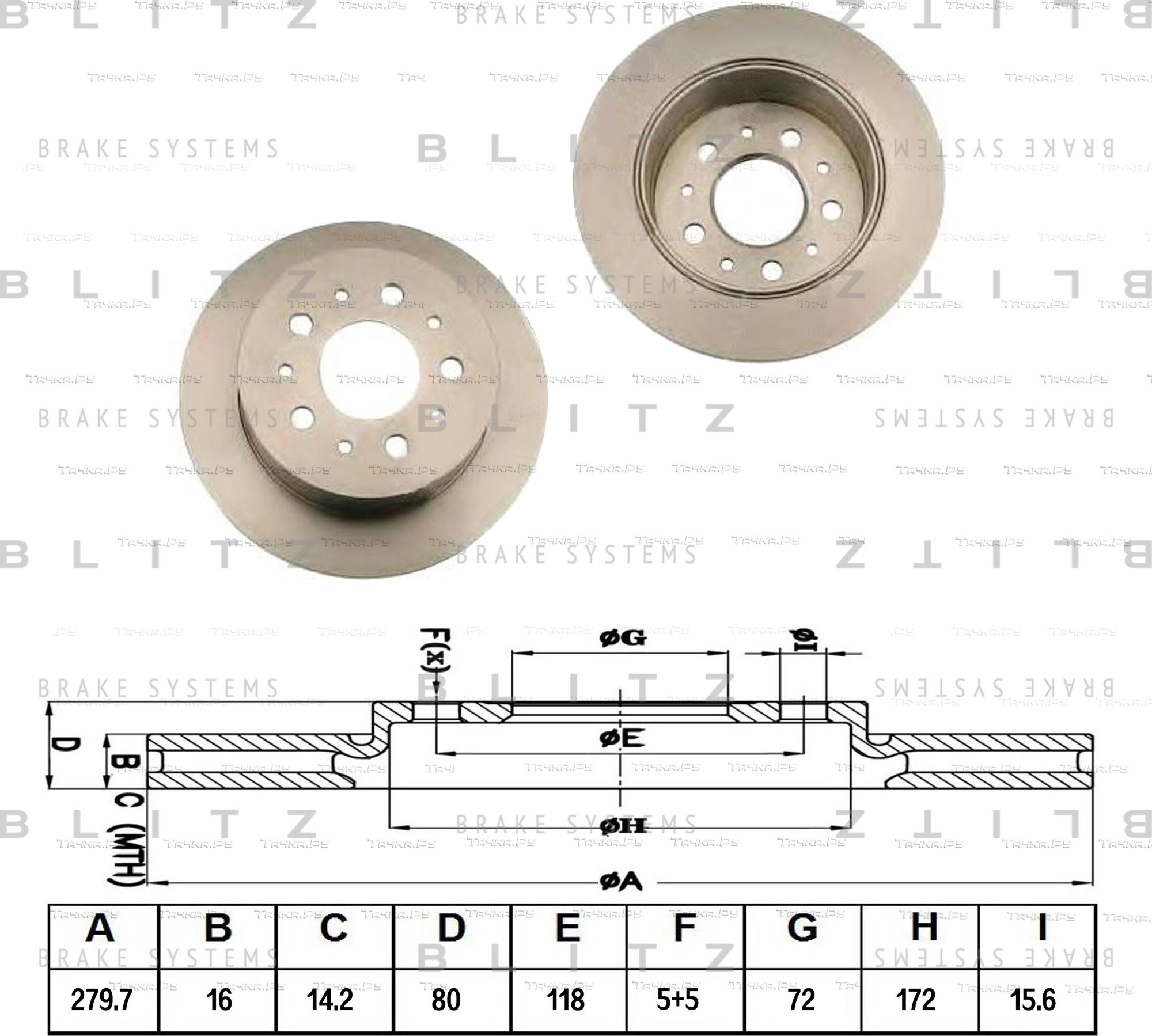 Диск тормозной PSA/FIAT JUMPER/BOXER/DUCATO 06- задн. (Blitz). Артикул BS0264