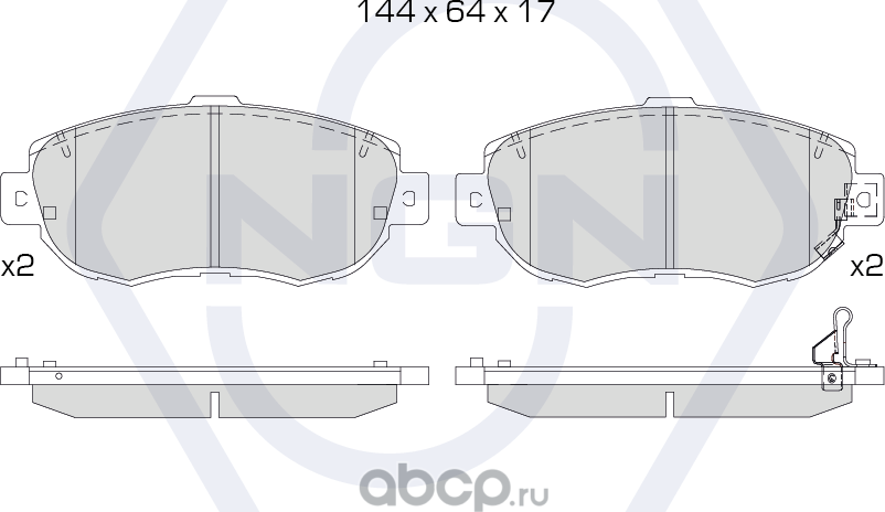 Колодки тормозные керамические, передние (NGN). Артикул 3501776