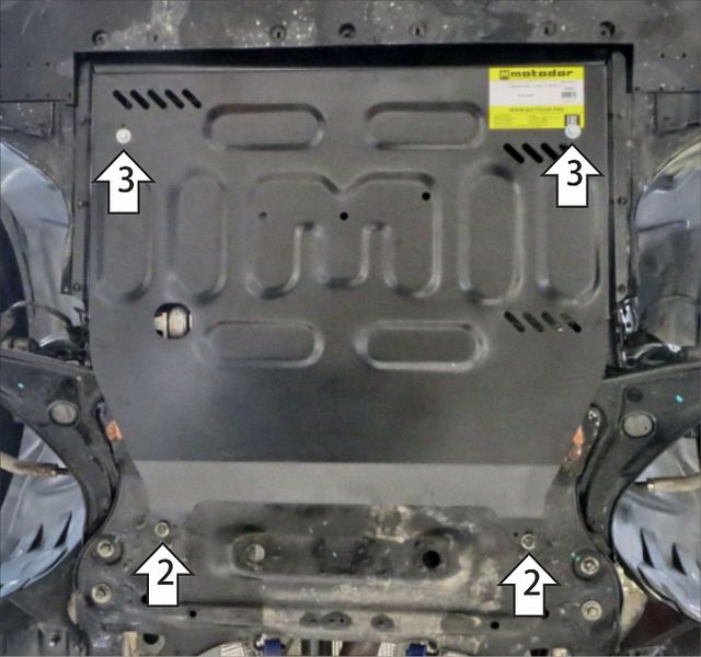 Защита Мотодор усиленная для картера и КПП Geely Tugella 2020-2026. Артикул 74205