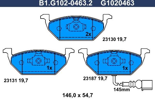 Тормозные колодки Galfer. Артикул B1.G102-0463.2