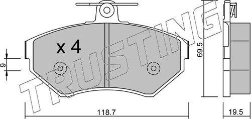 Тормозные колодки Trusting передние для Audi A4 I (B5) 1997-1999. Артикул 224.0