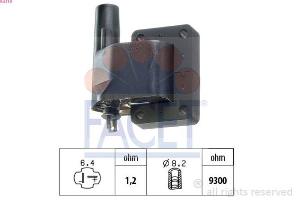 Катушка зажигания Facet Made in Italy - OE Equivalent для Daewoo Tico 1995-2000. Артикул 9.6119
