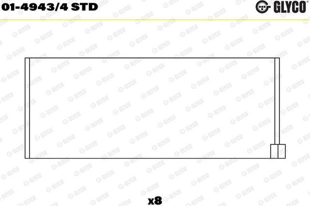 Вкладыши шатунные Glyco для Hyundai Lantra II 1995-2000. Артикул 01-4943/4 STD