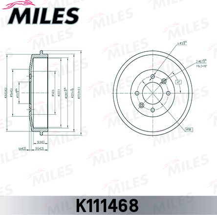 Тормозной барабан Miles задний для Citroen Berlingo I 1996-2011. Артикул K111468