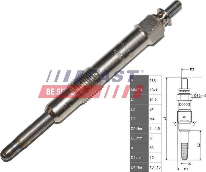 Свеча накаливания (накала) Fast. Артикул FT82730