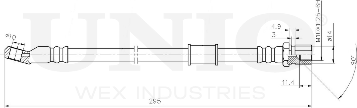 Шланг тормозной (Unio). Артикул BRH-10096