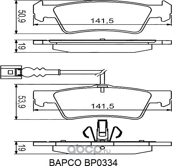 Колодки тормозные дисковые BP0334 задние, комплект, (Bapco) Bapco. Артикул BP0334