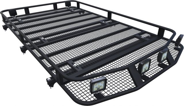 Багажник экспедиционный Podgotoffka 2100х1200х120 с сеткой и креплениями на рейлинги для Toyota Land Cruiser 100 1998-2007. Артикул PGT-B.133.05