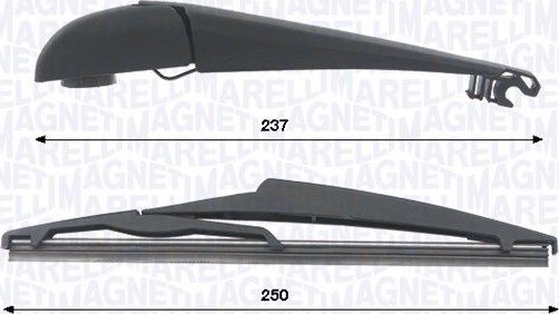 Поводок (рычаг) и щетка стеклоочистителя (дворника) Magneti Marelli. Артикул 000723180472