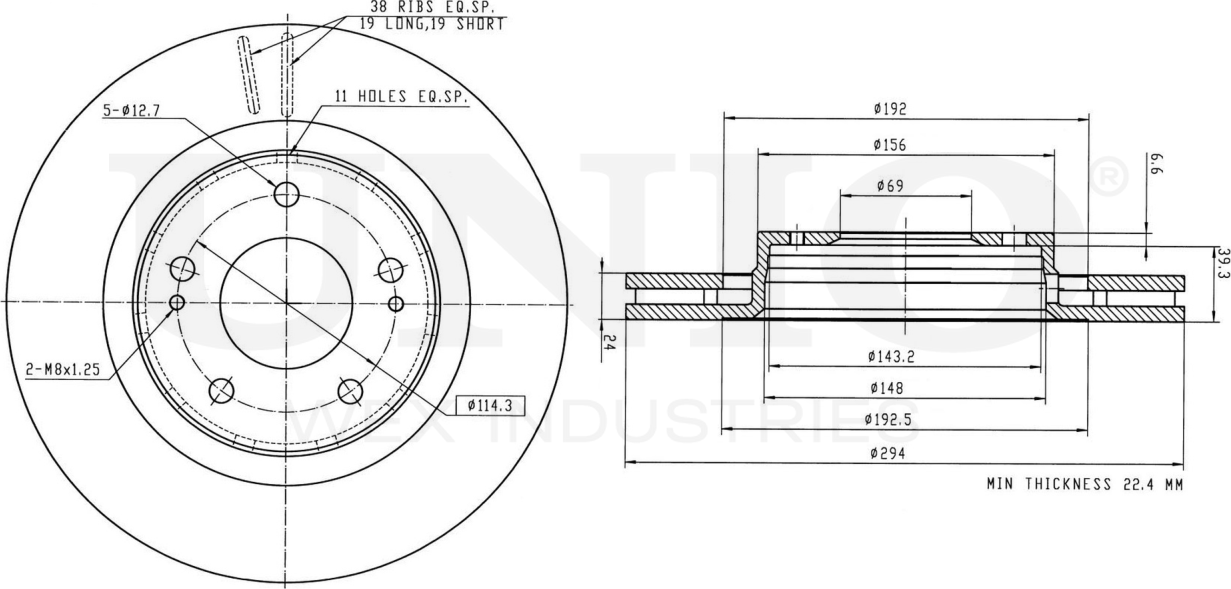 Диск тормозной (Unio). Артикул BRD-20050