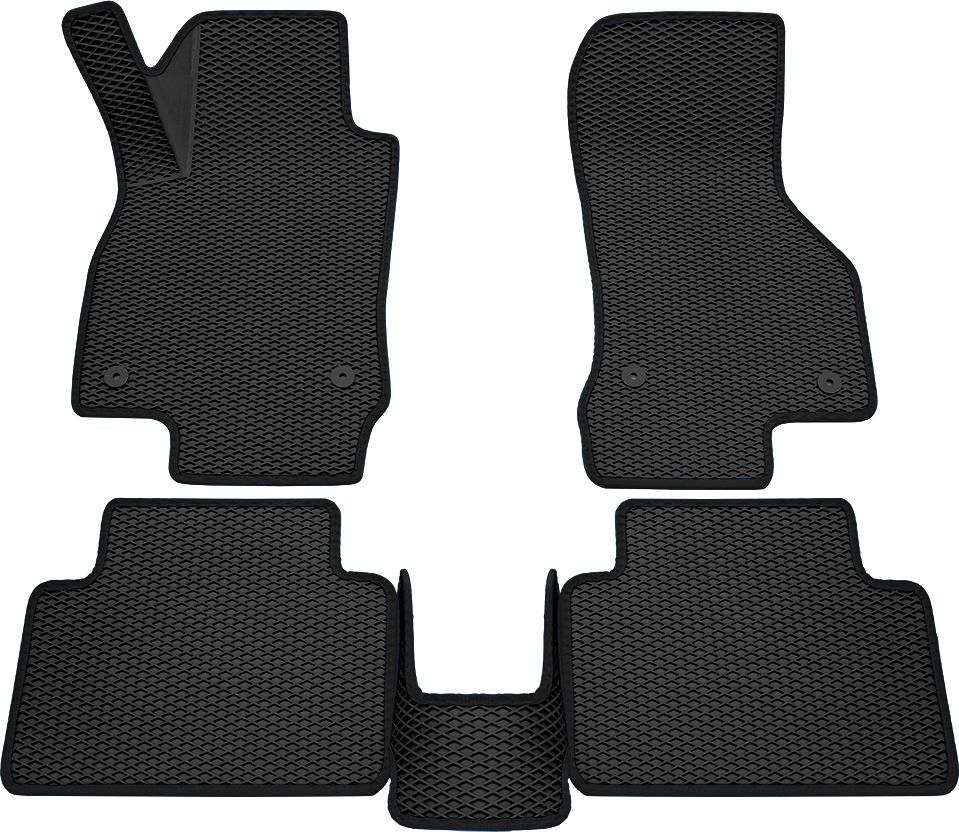 Коврики Rezkon 3D EVA ромб резиновые для салона Skoda Octavia A7 2013-2020 Черный кант. Артикул 9230010201