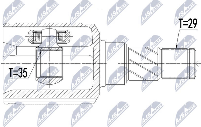 Полуось (привод в сборе, приводной вал) NTY левая для Peugeot 307 I 2000-2009. Артикул NPW-CT-053