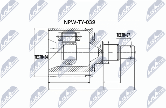 Шрус внутренний (граната) NTY передний для Toyota 4Runner III 1995-2002. Артикул NPW-TY-039