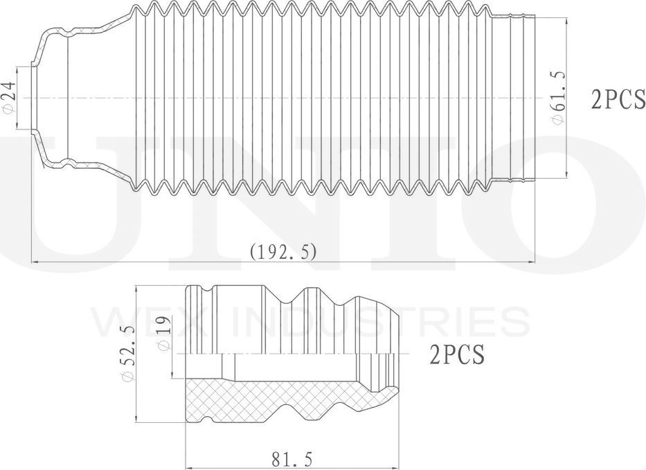 Отбойник и пыльник амортизатора, комплект (Unio). Артикул DUC-50003