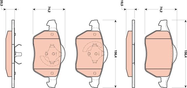 Тормозные колодки TRW передние для Saab 9-5 I 1998-2009. Артикул GDB1717