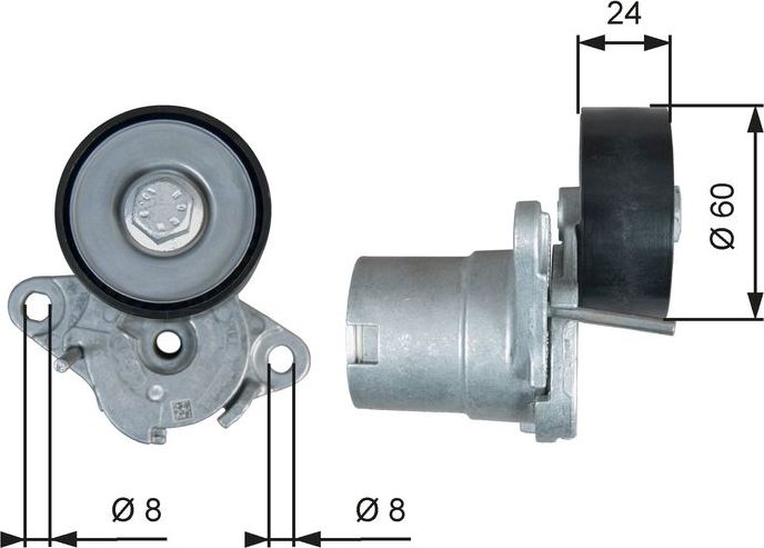 Натяжной ролик (натяжитель) приводного клинового зубчатого ремня Gates DriveAlign®. Артикул T39397