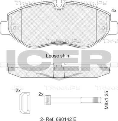 Тормозные колодки Icer для Mercedes-Benz Sprinter 907, 910 2018-2026. Артикул LM1786