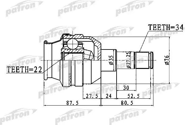 Шрус внутренний (граната) Patron задний правый для Opel Antara I 2006-2017. Артикул PCV1749