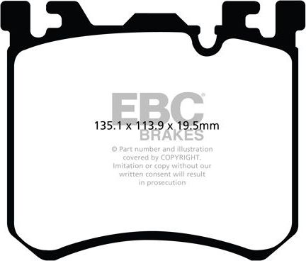 Тормозные колодки EBC Brakes передние для Rolls-Royce Dawn 2016-2026. Артикул DP52091NDX