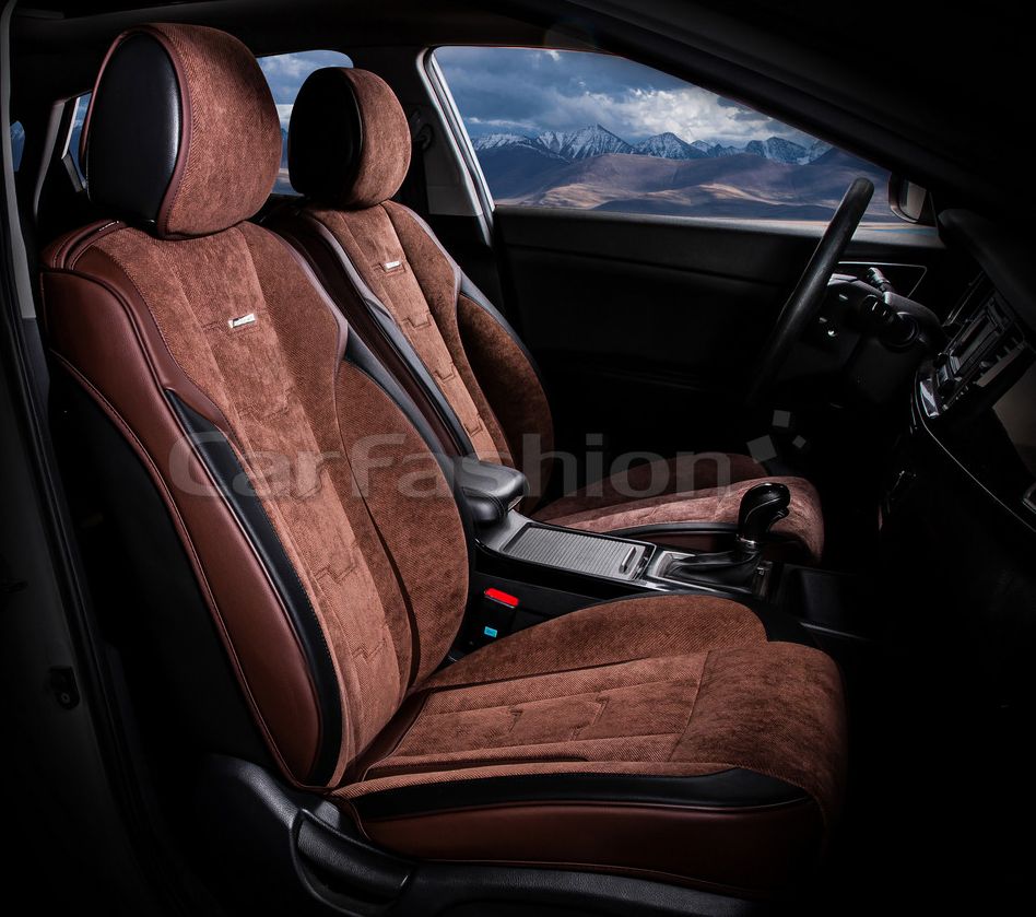 Накидки универсальные CarFashion Smart на передние сидения авто, цвет Кофе/Кофе/Черный. Артикул 21123