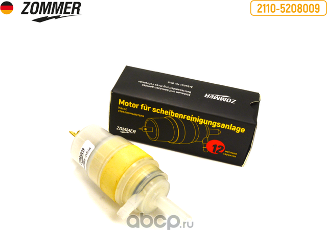 Мотор омывателя ГАЗ, ВАЗ (12В 2,5 АТМ) (белый) (17060) (Zommer). Артикул Z21105208009W