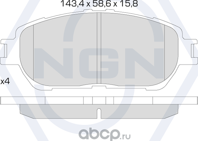 Колодки тормозные керамические, передние (NGN). Артикул 3501432