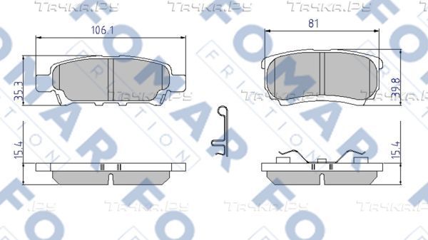 Тормозные колодки Fomar задние для Mitsubishi Lancer X 2007-2017. Артикул FO 921781
