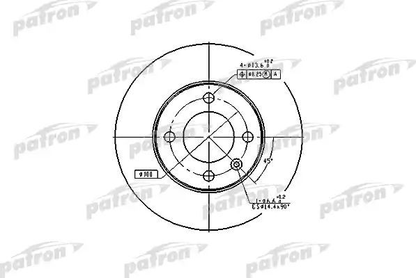 Тормозной диск Patron передний для SEAT Cordoba I 1994-2002. Артикул PBD1518