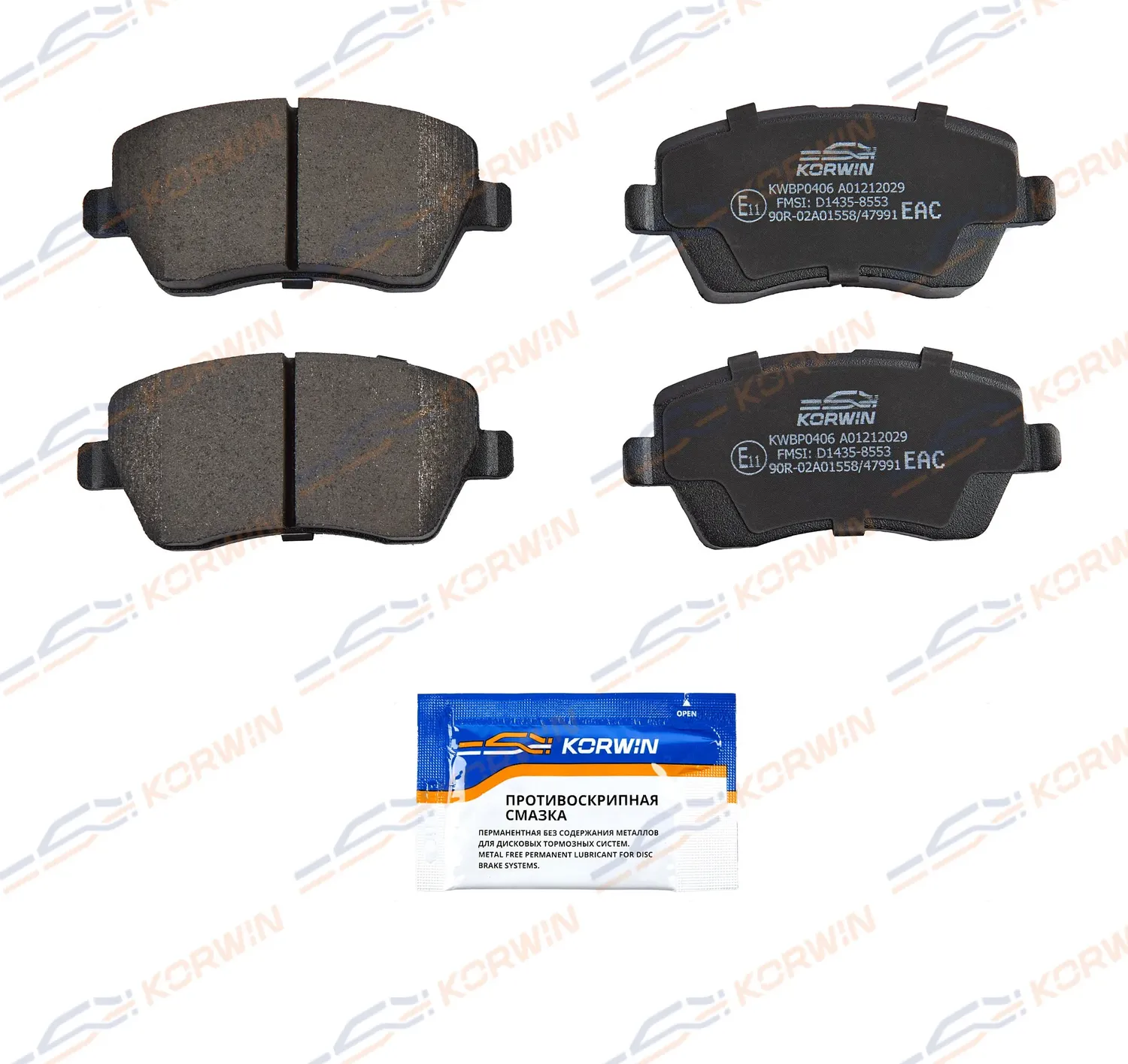 Колодки тормозные перед. Renault Duster 11-/Lada Vesta 15-/Largus 12-/Nissan (Korwin) Korwin. Артикул KWBP0406