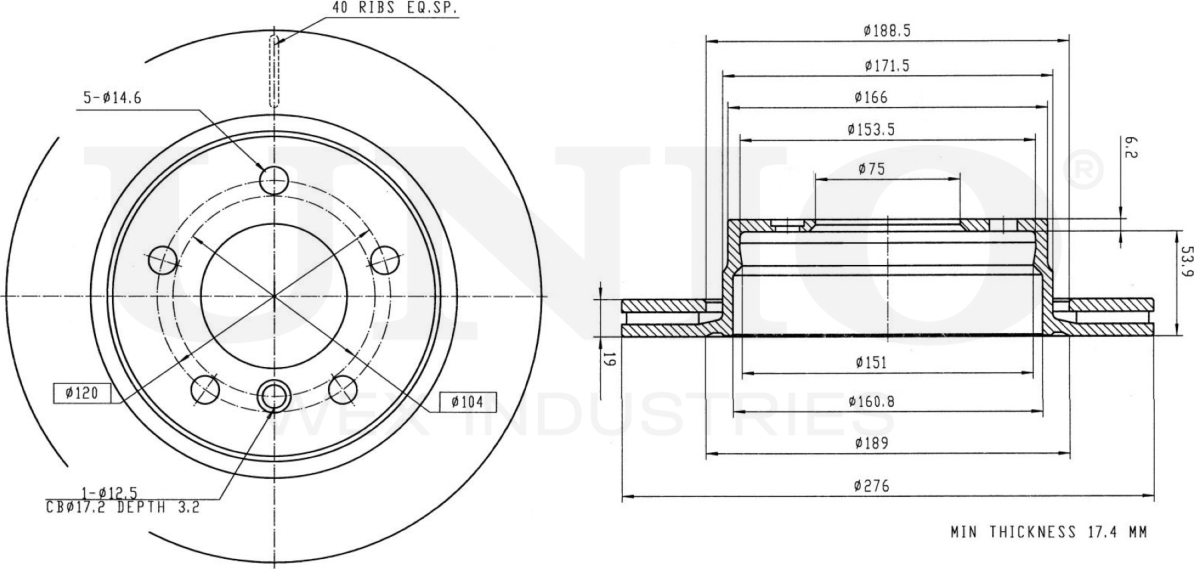 Диск тормозной (Unio). Артикул BRD-20395