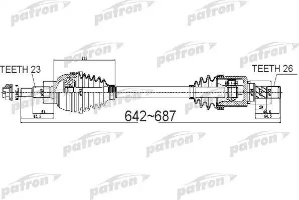 Полуось (привод в сборе, приводной вал) Patron передняя левая для Nissan Micra V 2005-2026. Артикул PDS0524