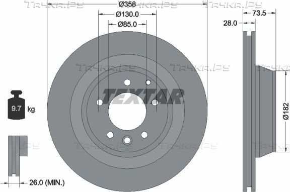 Тормозной диск Textar Pro. Артикул 92151403