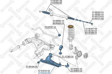 Поперечный рычаг передней подвески Stellox. Артикул 57-03522-SX