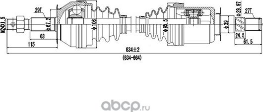 Полуось (Dynamatrix-Korea). Артикул DDS241262