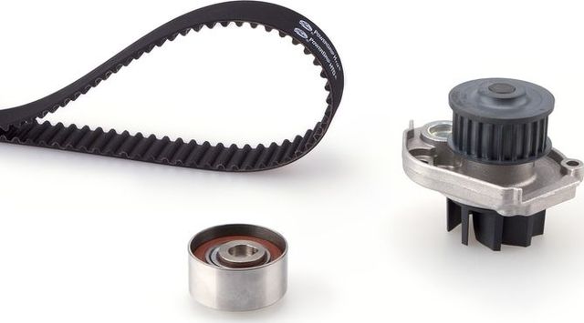 Помпа (водяной насос) с комплектом ремня ГРМ Gates PowerGrip® для Fiat Doblo I 2004-2013. Артикул KP15627XS