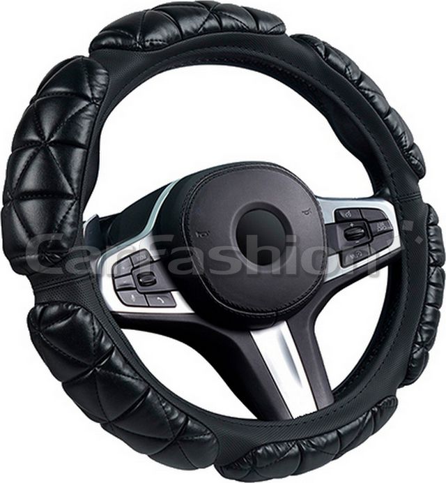 Оплётка на руль CarFashion Balloon XL (размер XL, экокожа, цвет ЧЕРНЫЙ/ЧЕРНЫЙ). Артикул 31651