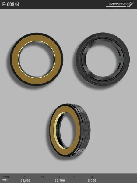 Сальник 25,00/37,70*8,00 тип 7V1 (Emmetec). Артикул F00844