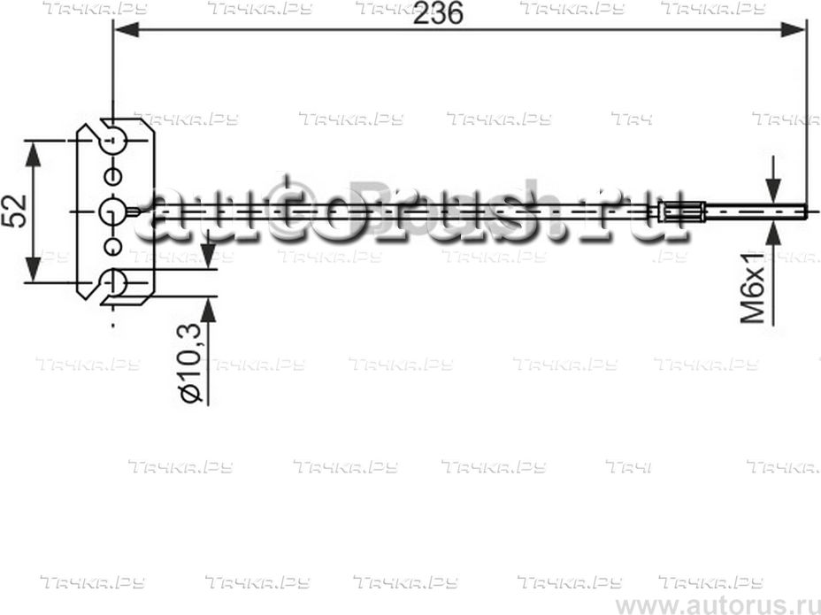 Трос ручного тормоза NISSAN X-TRAIL/PRIMERA 236мм (Bosch). Артикул 1987477226