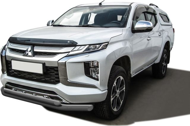 Защита Slitkoff переднего бампера d76+d57 двойная для Mitsubishi L200 V рестайлинг 2018-2026 Серебристая. Артикул ML18-001S