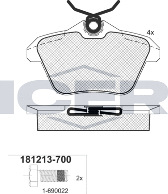 Тормозные колодки Icer. Артикул 181213-700