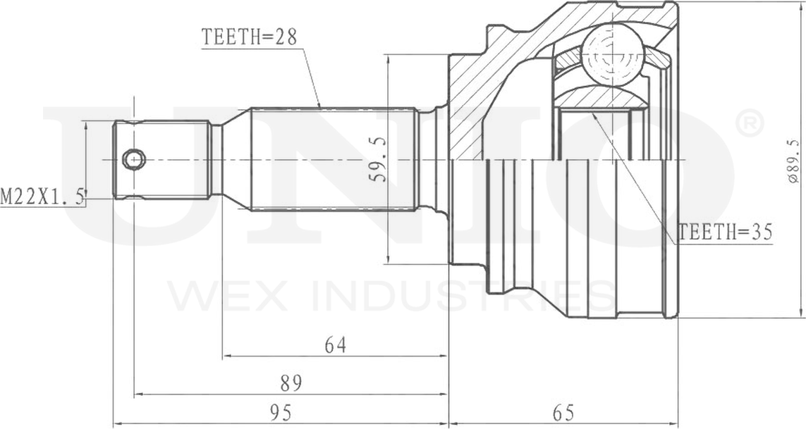 ШРУС наружный (Unio). Артикул CVJ-20088